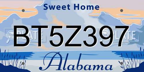 BT5Z397 Alabama License Plate