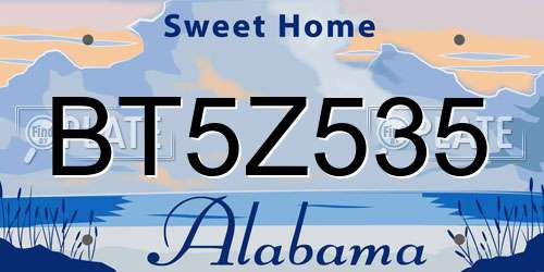 BT5Z535 Alabama License Plate
