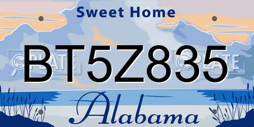 BT5Z835 Alabama License Plate