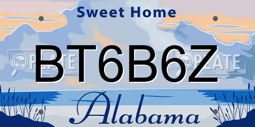 BT6B6Z Alabama License Plate