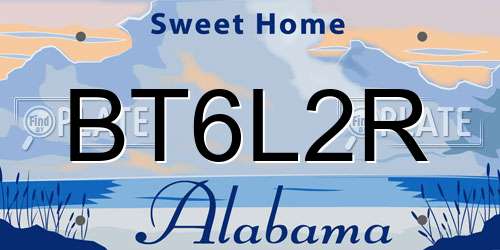BT6L2R Alabama License Plate