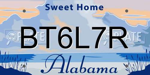 BT6L7R Alabama License Plate