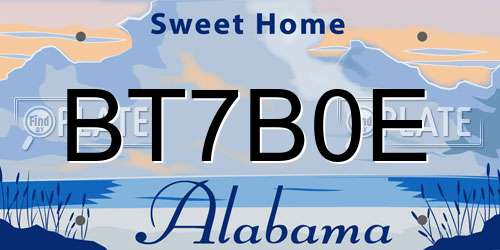 BT7B0E Alabama License Plate
