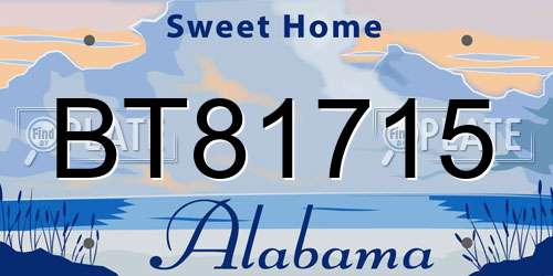 BT81715 Alabama License Plate