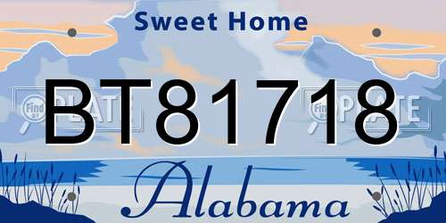 BT81718 Alabama License Plate