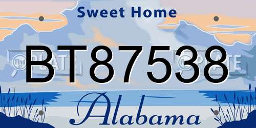 BT87538 Alabama License Plate