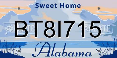 BT8I715 Alabama License Plate
