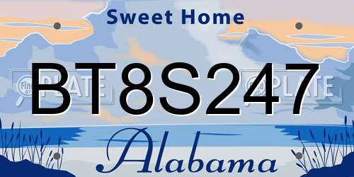 BT8S247 Alabama License Plate
