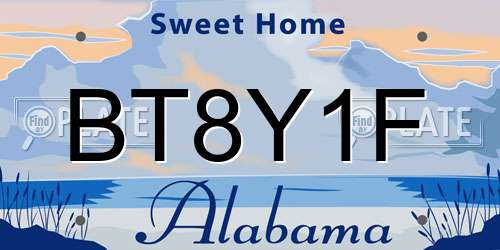 BT8Y1F Alabama License Plate
