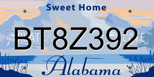 BT8Z392 Alabama License Plate