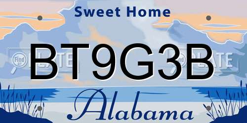 BT9G3B Alabama License Plate