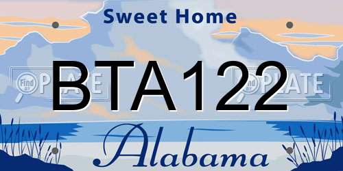 BTA122 Alabama License Plate