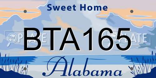 BTA165 Alabama License Plate