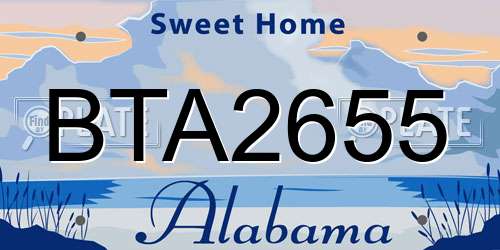 BTA2655 Alabama License Plate