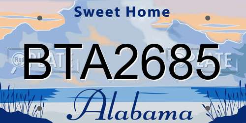 BTA2685 Alabama License Plate