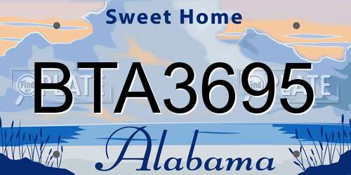 BTA3695 Alabama License Plate