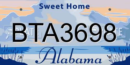 BTA3698 Alabama License Plate
