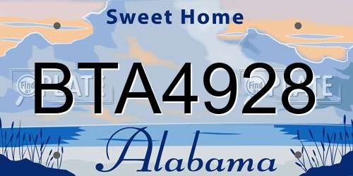 BTA4928 Alabama License Plate