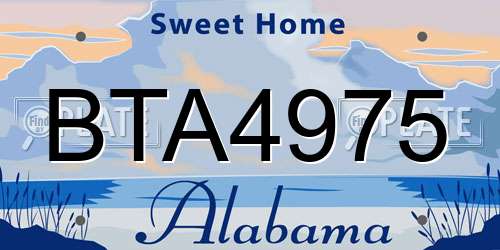 BTA4975 Alabama License Plate