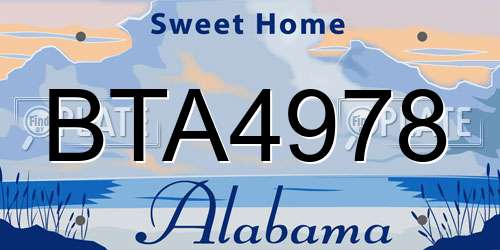 BTA4978 Alabama License Plate