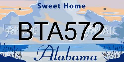 BTA572 Alabama License Plate