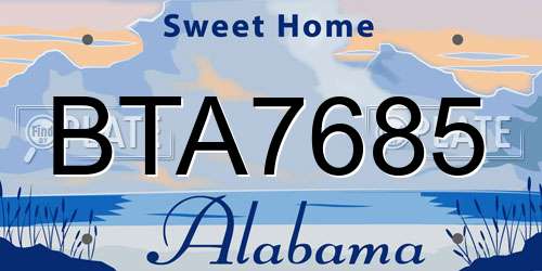 BTA7685 Alabama License Plate