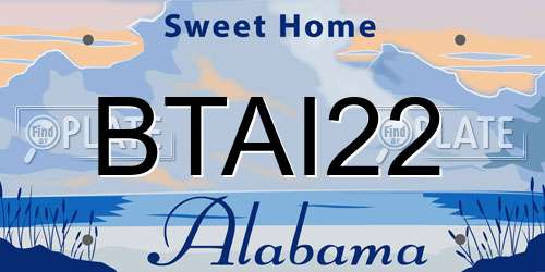 BTAI22 Alabama License Plate