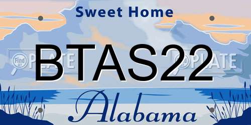 BTAS22 Alabama License Plate