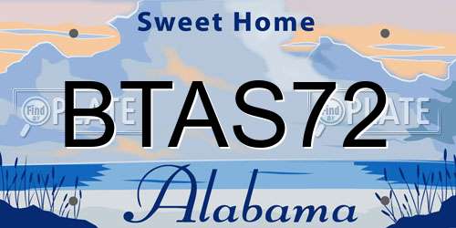 BTAS72 Alabama License Plate