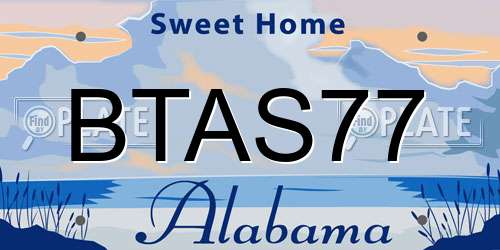 BTAS77 Alabama License Plate