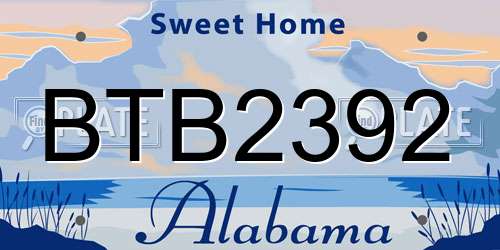 BTB2392 Alabama License Plate