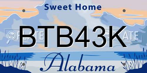BTB43K Alabama License Plate