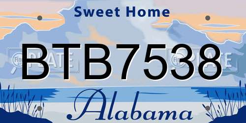 BTB7538 Alabama License Plate