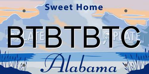 BTBTBTC Alabama License Plate