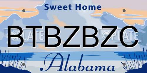 BTBZBZC Alabama License Plate