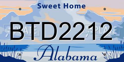 BTD2212 Alabama License Plate