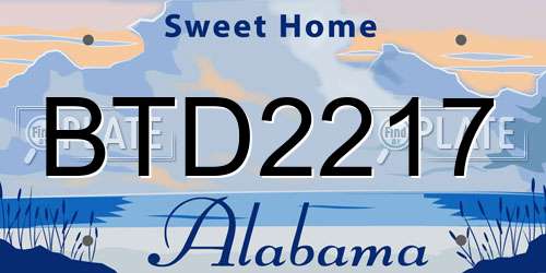 BTD2217 Alabama License Plate