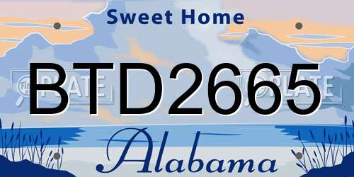 BTD2665 Alabama License Plate