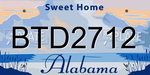 BTD2712 Alabama License Plate