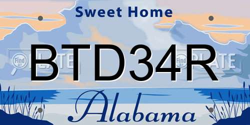 BTD34R Alabama License Plate