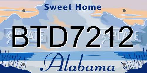 BTD7212 Alabama License Plate