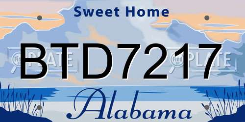 BTD7217 Alabama License Plate