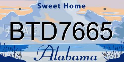 BTD7665 Alabama License Plate