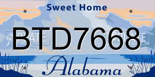 BTD7668 Alabama License Plate