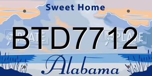 BTD7712 Alabama License Plate
