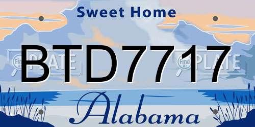 BTD7717 Alabama License Plate