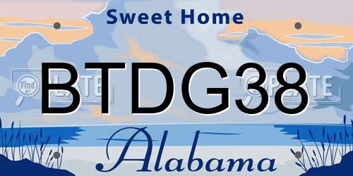 BTDG38 Alabama License Plate