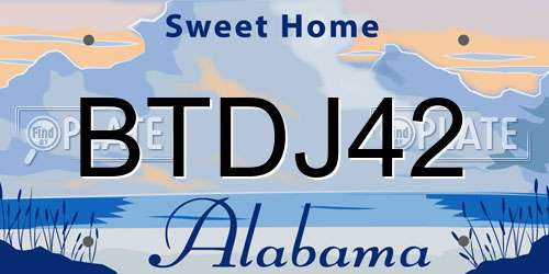 BTDJ42 Alabama License Plate