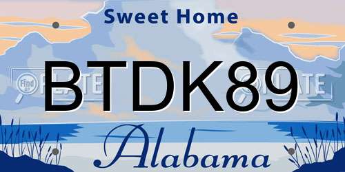 BTDK89 Alabama License Plate
