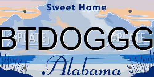 BTDOGGG Alabama License Plate
